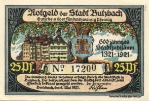 Német Birodalom / Weimari Köztársaság / Butzbach 1921. 25Pf + 50Pf(7x) összesen 8klf db, teljes sor ...