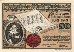 Német Birodalom / Weimari Köztársaság / Butzbach 1921. 25Pf + 50Pf(7x) összesen 8klf db, teljes sor ...