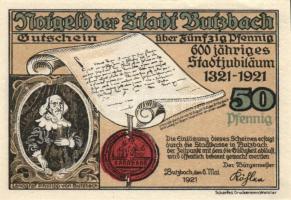 Német Birodalom / Weimari Köztársaság / Butzbach 1921. 25Pf + 50Pf(7x) összesen 8klf db, teljes sor ...