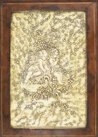 Régi díszes doboz, kopott, sérült, 29x22 cm