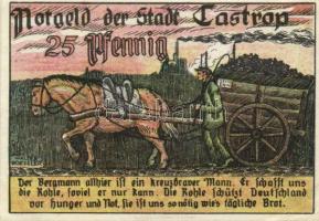 Német Birodalom / Weimari Köztársaság / Castrop 1921. 25Pf + 50Pf + 1M + 2M 4klf db, teljes sor T:I