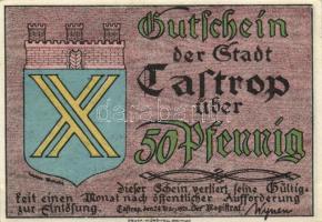 Német Birodalom / Weimari Köztársaság / Castrop 1921. 25Pf + 50Pf + 1M + 2M 4klf db, teljes sor T:I