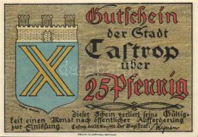 Német Birodalom / Weimari Köztársaság / Castrop 1921. 25Pf + 50Pf + 1M + 2M 4klf db, teljes sor T:I