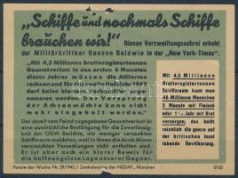 1942 Német náci párt propaganda röplapja 12x9 cm