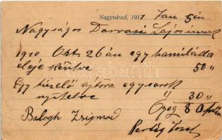 1911 Nagyvárad, Oradea; Kertész József vasredőny (rolló) üzletének reklámlapja. Szilágyi Dezső utca ...