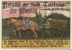 Német Birodalom / Weimari Köztársaság / Castrop 1921. 25Pf + 50Pf + 1M + 2M 4klf db, teljes sor T:I