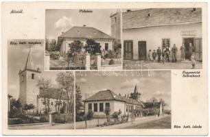1943 Alistál, Dolny Stál, Hrobonovo; plébánia, Római katolikus templom és iskola, fogyasztási szövetkezet üzlete és saját kiadása / parish, church and school, cooperative shop