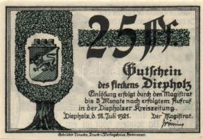 Német Birodalom / Weimari Köztársaság / Diepholz 1921. 25Pf + 50Pf + 75Pf 3klf db, teljes sor T:I