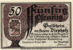 Német Birodalom / Weimari Köztársaság / Diepholz 1921. 25Pf + 50Pf + 75Pf 3klf db, teljes sor T:I