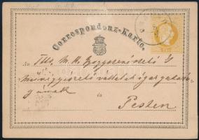 1870 2kr díjjegyes levelezőlap / PS-card "CSANÁD"
