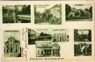 1925 Jánosháza, Forrás fürdőház, Gróf Erdődy Sándor kastély, vasútállomás, Fő utca, izraelita templom, zsinagóga, Központi szálloda, Mária kert, templom + CSÁKTORNYA-BOBA-CZELLDÖMÖLK 33. vasúti mozgóposta