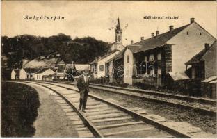1923 Salgótarján, Külvárosi részlet vasúti sínnel. Újlaki Ignácz kiadása