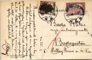 1920 Diósgyőr, Miskolc környéke a vasgyár látképével, új templom. Grünwald Ignác kiadása