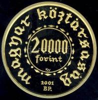 2001. 20.000Ft Au 6,982g "Ezeréves a magyar pénzverés" T:PP Csak 3000db! Tanúsítvánnyal!