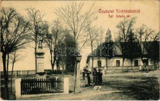 1909 Törökbálint, Szt. István tér és szobor. W.L. 4298. (EK)