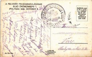1938 Ipolyság, Sahy; bevonulás, katonák / entry of the Hungarian troops, soldiers + "1938 Az el...