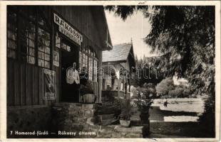 1943 Homoródfürdő, Homoród-fürdő, Baile Homorod; Rákossy vendéglő és étterem, Nikotex, Bajor sör és Szöllősi Fenyővíz reklám poszterek / restaurant, advertising posters (gyűrődések / creases)