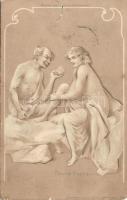 Faun and Bachantin hold to light litho (b)