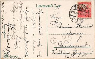 1918 Nyitra, Nitra; Plébánia és Tóth Vilmos utca, Hungária szálló. Benau Mór kiadása / streets, hote...