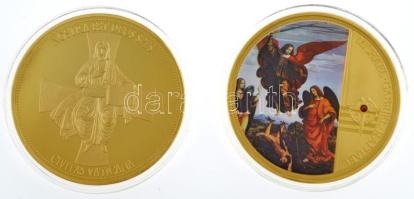 DN "Mihály, Gábriel és Rafael arkangyal" aranyozott, részben multicolor festett, kristályb...