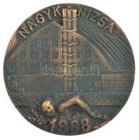 1988. Nagykanizsa 1988 öntött, bronz úszósport emlékérem dísztokban. Szign.: Bálits (113mm) T:2- patina