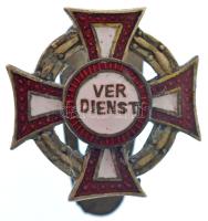 1849. Katonai Érdemkereszt III. osztálya hadidíszítménnyel zománcozott gomblyukjelvény (18mm) T:1-,2 / Hungary 1849. Military Merit Cross, 3rd Class with war decoration enamelled buttonhole badge (18mm) C:AU,XF