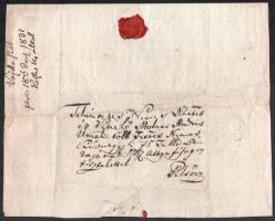 1831 Pelsöc Molnár András táblabírának írt magyar nyelvű levél pénzügyekről