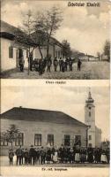 1908 Ekel, Okolicná na Ostrove; utca, Református templom, Kelner Ignác üzlete és saját kiadása / street, Calvinist church, shop (EK)