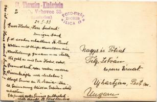 1933 Zagreb, Zágráb; St. Theresien-Kinderheim. Vrhovec 35. Foto-First Zagreb Ilica 49. / Gyermekotth...