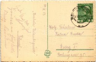 1913 Liberec, Reichenberg; Hotel Schienhoff, Bezirks Sparkasse / savings bank, tram, Josef Mestitz s...