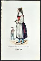 cca 1870 Népek - népviseletek. 11db színezett rézkarc, ill. rézmetszet / 
Nations and their costume...