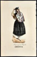 cca 1870 Népek - népviseletek. 11db színezett rézkarc, ill. rézmetszet / 
Nations and their costume...