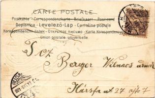 1901 L'Italienne. Serie 653. Nr. 7. / Olasz hölgy. Magyar dombornyomott szecessziós litho művés...