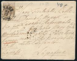 1853 6kr levélen tartalommal / on cover with content "PAKS"