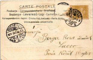 1901 La Francaise. Serie 653. Nr. 5. / Francia hölgy. Magyar dombornyomott szecessziós litho művészl...