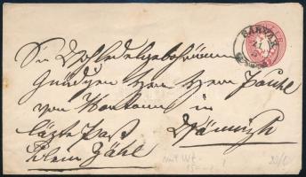 ~1863 5kr díjjegyes boríték / PS-cover "SÁRVÁR"