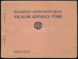Budapest Székesfőváros vigalmi adóbélyeg 1f hiányos bélyegfüzet / incomplete stamp booklet