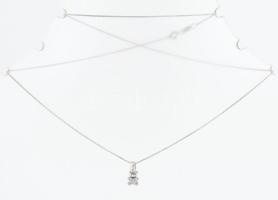 Arany (Au/14k) Box nyaklánc (négyzet alakú láncszemekből álló nyaklánc), köves maci medállal, fehéra...