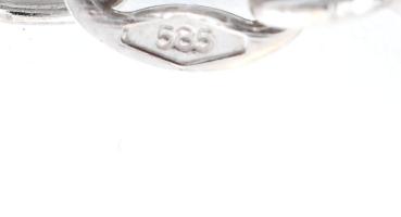 Arany (Au/14k) Box nyaklánc (négyzet alakú láncszemekből álló nyaklánc), köves maci medállal, fehéra...