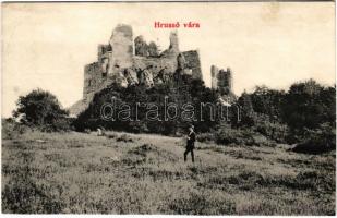 1907 Hrussó, Rusó, Hrusov; Rákóczi vár Kistapolcsányi József főherceg birtokán. Brunczlik J. kiadása / castle ruins near Topolcianky / Hrusovsky hrad (r)