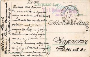 1918 Korcula, Curzola; kikötő / port + "K.u.k. Marinestation Curzola Batterie IV."