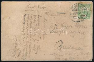 1912 Temesvár, vegyesbolt enteriőrje Odol, Nestlé, Sidol stb. reklámokkal, díszes pénztárgéppel, Kéz...