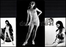 cca 1976 A hetvenes évek fazonja, szolidan erotikus felvételek, 3 db vintage fotó, ezüst zselatinos fotópapíron, 24x14,8 cm és14,8x8 cm között