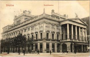 1907 Wroclaw, Breslau; Stadttheater, Keiler & Co. Bank Geschäft / theatre, shop (fl)