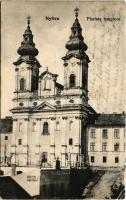 1905 Nyitra, Nitra; Piarista templom, Morton J. raktárai mindennemű építési anyagok raktára. Fürst Sz. kiadása / church, warehouse of construction materials (fa)