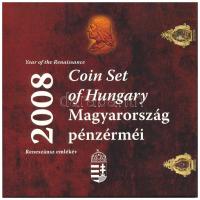 2008. 1Ft-100Ft (7xklf) + Mátyás denár Ag fantáziaverete (10g/0.999/27mm) "Reneszánsz emlékév" forgalmi sor szettben T:PP patina  Adamo FO42.4