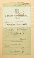 1920 Magyar Királyság fényképes útlevele, lelkész részére, áthúzott Népköztársaság megnevezéssel, felette Király(ság) bejegyzéssel.
