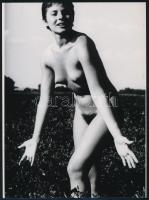 cca 1976 Legényfogó játék közben, szolidan erotikus felvétel, 1 db mai nagyítás, 24x17,7 cm