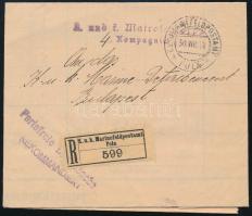 1917 Ajánlott levél / Registered cover K. und k. Matrosenkorps 4. Kompagnie
