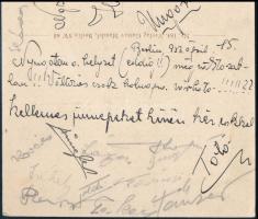 1933 Minerva Berlin - FTC (1-5, 1933. ápr. 16.) húsvéti torna játékosainak aláírásai, Lázár, Székely...